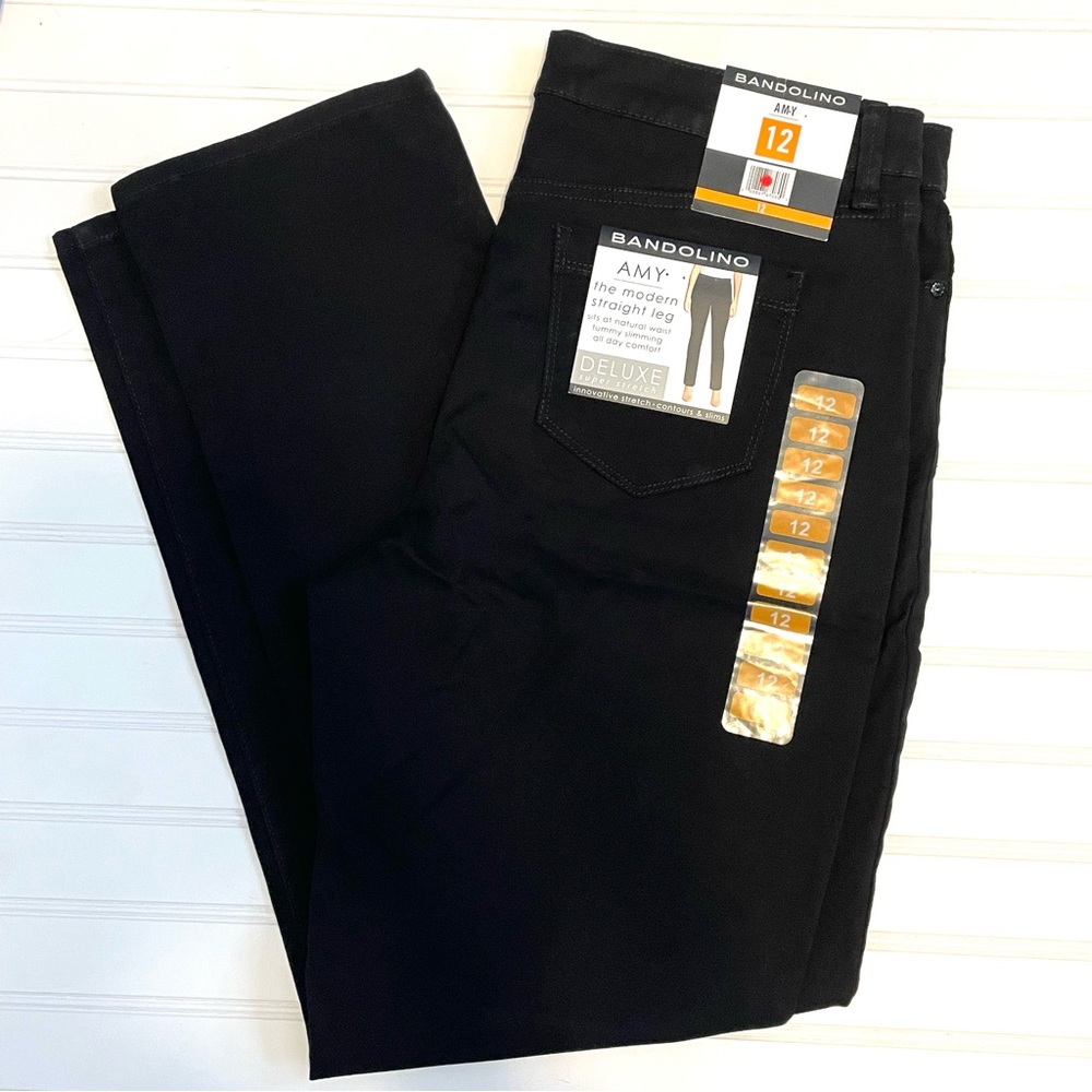 Bandolino Amy Black super stretch straight leg pants size 12